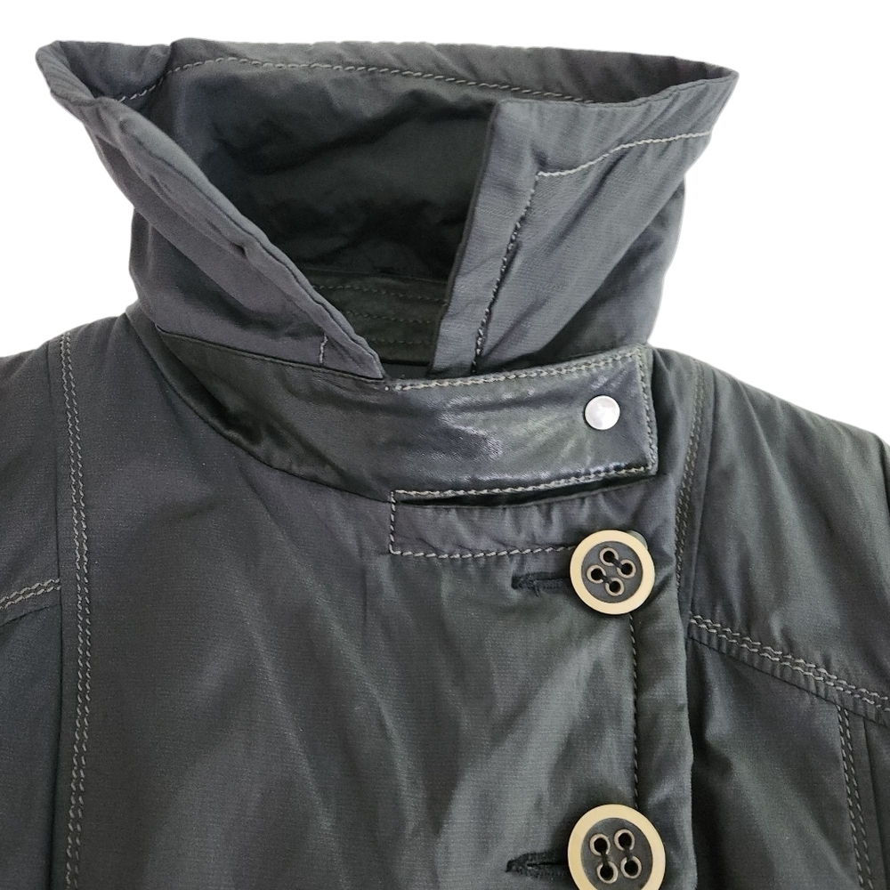 DANIER Black Belted Jacket with Leather Accents & rabbit Fur Lining - Size small - Picture 4 of 15